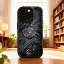 Fundas de teléfono transparentes y modernas,Cubierta de teléfono con diseño de circuito electrónico Negro con patrón de placa madre y chip para uso diario en oficina o estudio Aplicable a teléfonos Apple y Galaxy - Blanco - Ver 5