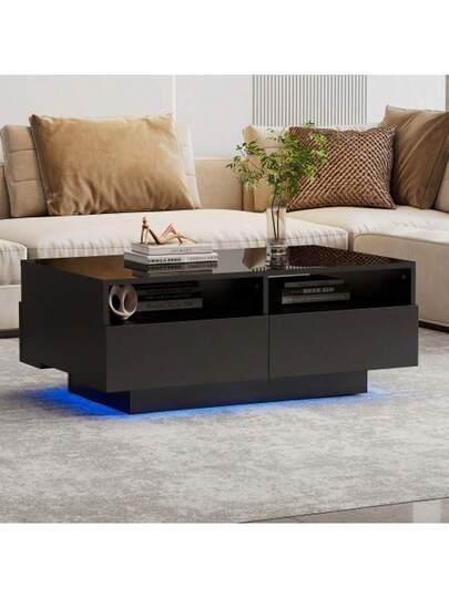 (=WF323712BAA) LED High Gloss Coffee Tafel Drawers, Sofa Table, Living Room Moderne Meubel 16 Lights Bedroom, USB
