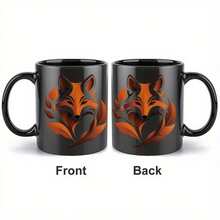 1 Elegant Face Mug With Black, Orange, And Gold Accents - 11 Oz Ceramic Coffee Tea Cup With Glossy Surface And Black Inner Wall -, Birthdays, Office - Enthusiast, Durable And Easy-To-Clean Design (Hand Wash Only) - Fashionable Design With Black Handle And Cup, New Year, Easter, Valentine's Day, Decorative And Functional Kitchenware - 1個 - 查看 3