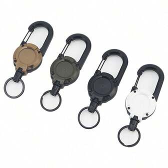 1PC Retractable Heavy Duty Pull Reel Carabiner Strong Steel Wire Rope Buckle Spring Key Ring Outdoor Sporty Attachment Keychain Tool