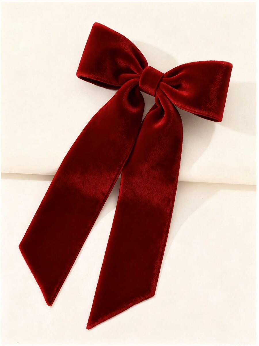 1 chiếc nơ cài tóc nhung màu trơn chủ đề Giáng sinh, nơ cài tóc màu đỏ tía dễ thương, phụ kiện giữ tóc đuôi ngựa, kẹp kim loại, nơ cài tóc cho nữ và bé gái, móng vuốt tóc, kẹp tóc, phụ kiện tóc. - Màu Đỏ Sâu - Xem 1