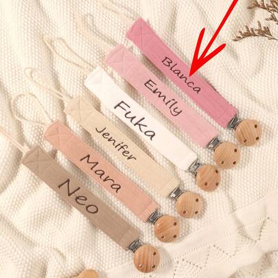 1pc Personalized Baby Pacifier Clip Cute Polka Dot Print Customized Patterns For Boys And Girls, Custom Baby Pacifier Clip Universal Soothing Clip, Suitable For Halloween, Baptism, Thanksgiving, Christmas Giftsbaby Shower Family Decorations Gifts,Baby Accessories