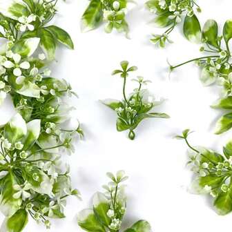 12/24Pcs White & Green Artificial Greenery Accessories - Lifelike Fake Plants For Fish Tank Landscaping, Miniature Garden DIY, Wreath Decoration, Gift Arrangement, Holiday Decor (Christmas, Thanksgiving, Winter & Spring) - Durable Faux Greenery For Atmosphere Setting, Home Party Ornaments, Indoor Outdoor Decorative Accents,