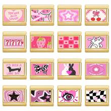 1件DIY照片模块化手链，饰有星星、爱心、草莓眼睛元素，适合作为派对礼物送给朋友/情侣，适用于圣诞节、新年、万圣节、情人节等节日，设计精美，不锈钢材质。 - M293729 - 查看 1