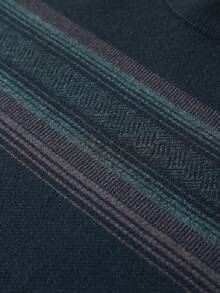 Grey Men's Casual Striped Crew Neck Thick Knit Sweater, Winter