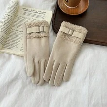 1 Pair Women's Fleece Cycling Gloves, Windproof, Warm, Thick, Touchscreen Friendly, Winter - Multicolor - View 12