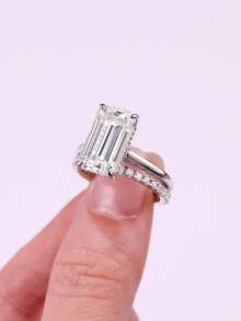 925纯银莫桑石戒指，女士款，低过敏性，高端订婚/结婚戒指，情人节/生日礼物，防氧化礼盒包装 - 銀色 - 查看 20