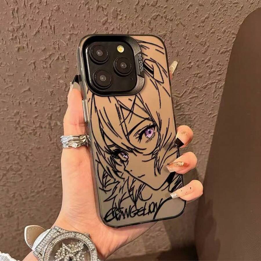 Funda de Teléfono Line Art Ayanami Rei Compatible con Apple 17  16 Pro Max Nuevo 15 Pro/14/13/12 - Plateado - Ver 1