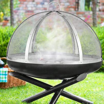 Firepit Spark Screen Lid, 40" Diameter, Outdoor Firepit Ring Cover Round Accessories, Fire Pit Metal Cover, Easy-Opening Stainless Steel Fire Ring Covers For Outdoor Patio Fire Pits Backyard
