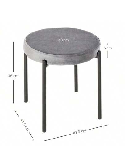 HOMCOM Set Of Stackable Dining Stools, Kitchen Chairs Fluwelen Look Padded Seat, Grijs Metal, Room, 41.5 Aosom.De On The Website view 2