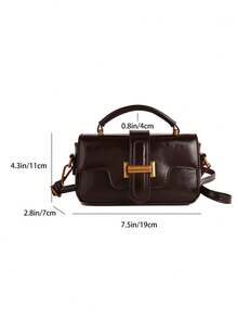 New Stylish Handbag, High-Quality Small Square Bag, Women's Casual Chic Shoulder/Crossbody Bag For Daily Use - Coffee - View 2