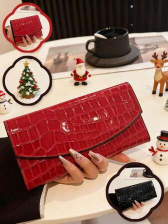 Christmas Gifts | Multi-Functional Coin Purse/Card Holder + High-Gloss Stone Pattern + Halloween Festival Outfit/Daily Carry + 3-Fold Design Easy Storage + New Cross-Style Fashion Bag | Christmas Party Dinner Bag