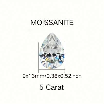 1 viên Moissanite tổng hợp được chứng nhận GRA - Hình quả lê 5 carat, nhân tạo trong phòng thí nghiệm với độ sáng bóng cắt tròn, trang sức sang trọng giá cả phải chăng cho nhẫn, hoa tai, vòng cổ - Moissanite tổng hợp thanh lịch cho hàng ngày và những dịp đặc biệt - Nhân tạo bền và giá cả phải chăng, trang sức Moissanite tổng hợp, phụ kiện vòng cổ, thiết kế hình quả lê, nhân tạo chất lượng cao, người đam mê thời trang, phụ kiện nhẫn, lớp hoàn thiện bóng, nhân tạo trong phòng thí nghiệm, người yêu thời trang