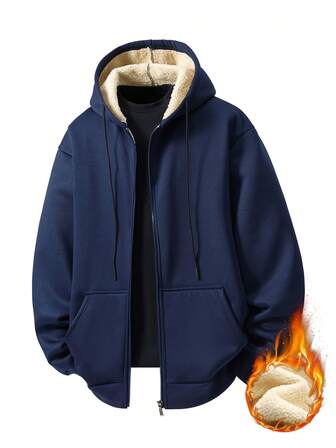 เสื้อสเวตเตอร์มีฮู้ดแขนยาวไซส์ใหญ่, เสื้อสเวตเตอร์บุซับในกันความร้อนแบบหนา, เหมาะสำหรับฤดูหนาว