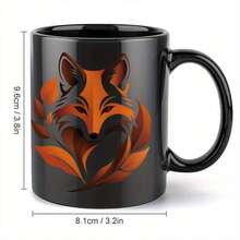 1 Elegant Face Mug With Black, Orange, And Gold Accents - 11 Oz Ceramic Coffee Tea Cup With Glossy Surface And Black Inner Wall -, Birthdays, Office - Enthusiast, Durable And Easy-To-Clean Design (Hand Wash Only) - Fashionable Design With Black Handle And Cup, New Year, Easter, Valentine's Day, Decorative And Functional Kitchenware - 1個 - 查看 4