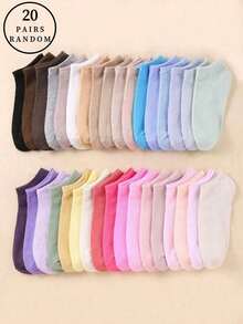 1 đôi/10 đôi/20 đôi/30 đôi/40 đôi tất mùa xuân/hè màu kẹo ngọt ngẫu nhiên, mềm mại, thoáng khí, thích hợp mặc đi học, sinh viên, tiện lợi và thời trang, unisex, có thể tùy chỉnh, thích hợp cho các bữa tiệc trong trường, mặc thường ngày, tất đôi mềm mại và thoải mái. - Nhiều màu - Xem 20