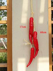 Realistic Vegetable Hanging Decor, Lifelike Fruit String, Vegetable String, Realistic Garlic Slices And Chili Slices, Strung With Hemp Rope, Durable PS Plastic Farmhouse Halloween Decor, Traditional Home Outdoor Holiday Ornament - Multicolor - View 9