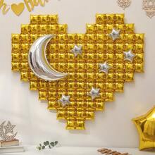 1 Set Of 8pcs Eid Mubarak Oversized Heart Shaped Foil Balloons, Moon & Star Party Decorations - Multicolor - View 2