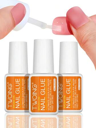 TWOING 8 ml Super colle forte pour ongles, séchage rapide et longue durée, adhésif pour ongles rapportés compatible avec les ongles en acrylique et les faux ongles, colle pour pointes d'ongles, cadeau de Noël