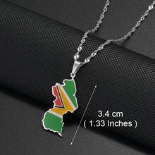 1pc Colorful National Flag Pattern Necklace, Nigeria, Ghana, Jamaica, Guyana Map, Stainless Steel Enamel Material, National Jewelry - Multicolor - View 11