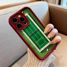 Funda de teléfono con diseño de cancha de tenis verde para iPhone 14 Pro Max funda protectora con estampado de campo de tenis ideal para amantes del deporte y estilo casual - Café integral - Ver 6