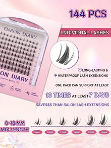 144pcs C-Curl Fluffy 3D Mink Eyelashes, High Quality, Low Price, New DIY False Eyelashes, Soft And Voluminous, Suitable For Makeup, Eyelash Extension, Short Lashes, DIY Lashes, Light Color Lashes, DIY Eyelash Extension At Home,Equipped With Brushes, Forceps, Glue And Sealant - Hồng - Xem 2