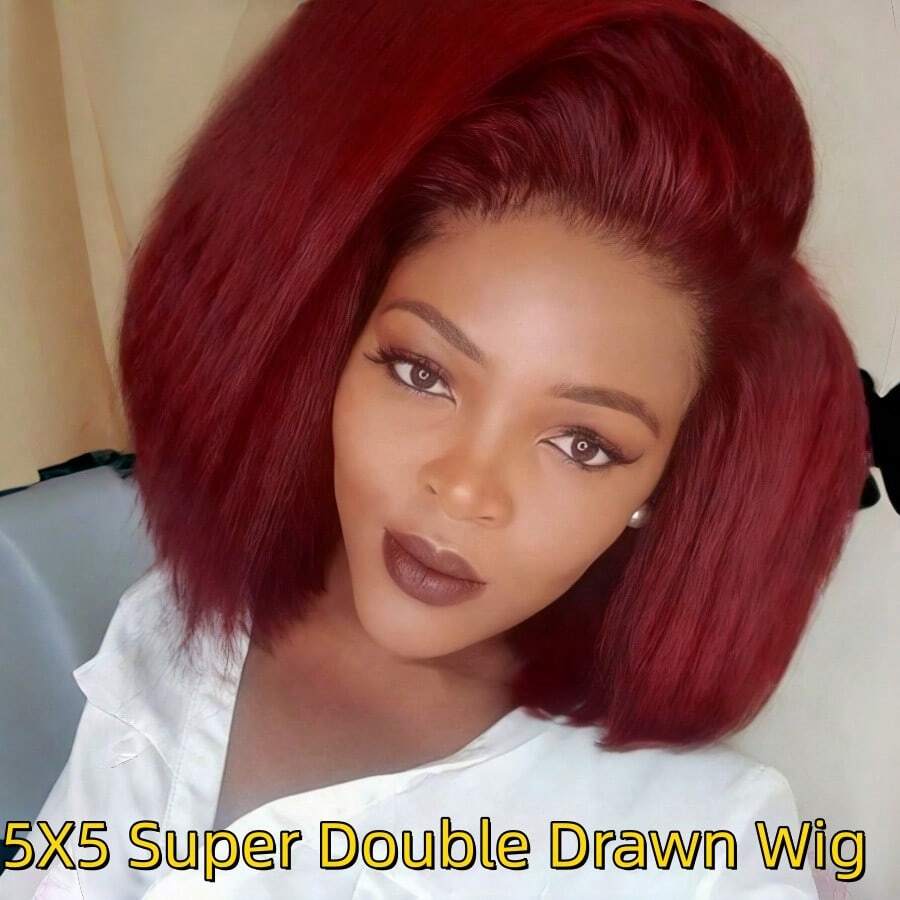 5x5 超强双拉无胶 C 型蓬松直发真人发假发，250% 密度，适合女性日常、派对、圣诞节等场合。 - 彩色 - 查看 1