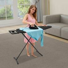 Pro Foldable Ironing Board, Height Adjustable 74-84cm, Space Saving For Small Homes, Stable X-Design, Durable Carbon Steel - 黑色 - 查看 6