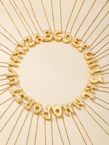 1件简约百搭泡泡字母吊坠项链，金属材质，包含26个英文字母，适合女性佩戴，日常通勤、派对等场合，也是一份优雅的礼物，展现街头时尚风格。 - 金黃色不規則字母 - 查看 13