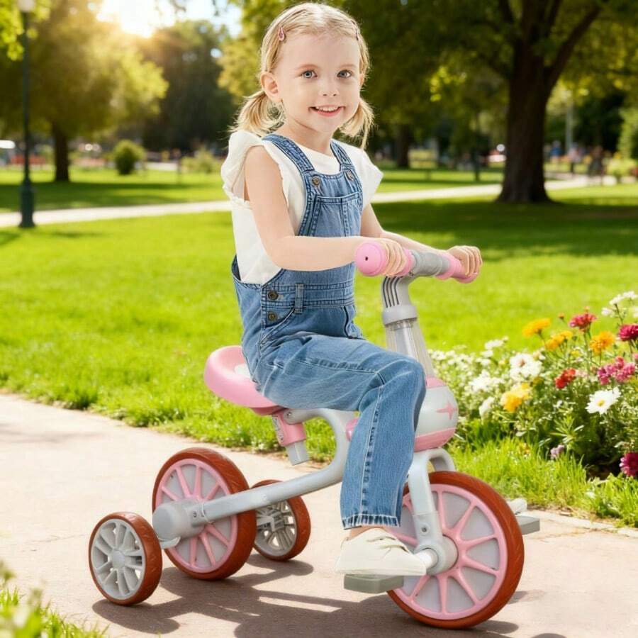 Children's Bicycle, Riding Tricycle, Children's Balance Bike, With Detachable Pedals And Training Wheels, And An Adjustable Seat, Suitable For Boys And Girls Aged 2-4. - 粉色 - 查看 1