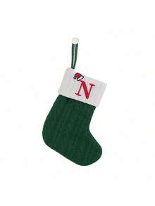 قطعة واحدة جوارب مصنوعة من الأكريليك مطرزة بشجرة وشخصية رجل الزنجبيل،ديكور منزلي لحفلة عيد الميلاد