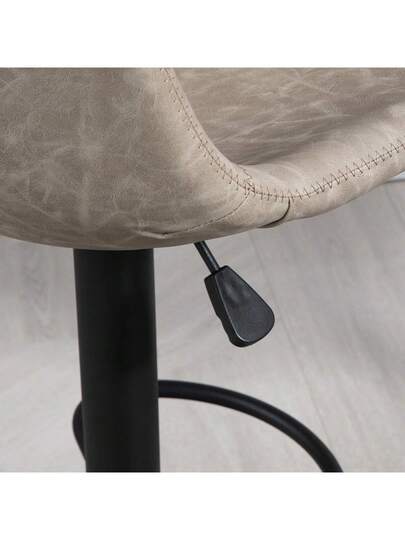 HOMCOM Set Of Bar Stools, Bistro Stool Footrest, Swivel Chair, Height Adjustable Kitchen Faux Leather Cover, Living Room, Dining Beige view 7