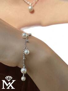 S925纯银满星珍珠手链，女士款，法式INS设计，日常佩戴饰品。 - 銀色 - 查看 3