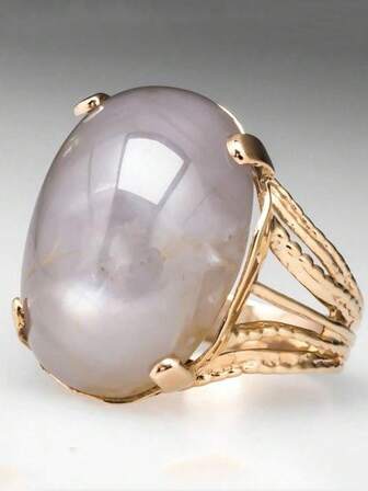 1pc Luxurious & Elegant Gold Color Faux Pearl Engagement Ring, Bridal Wedding Party Accessory, High-End Jewelry Gift For Loved Ones, Holiday Gift