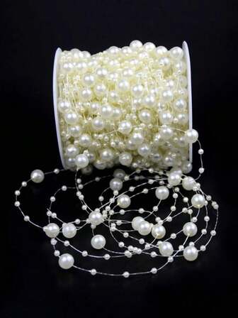 1개 /1 롤 크리스마스 장식용 클래식 라운드 비드 갈랜드 30미터, 크리스마스 진주 비드 갈랜드 장식, DIY 공예 및 축제 장식 매달기 액세서리용 멀티 컬러 투명 모조 진주 스트랜드, 배터리 불필요