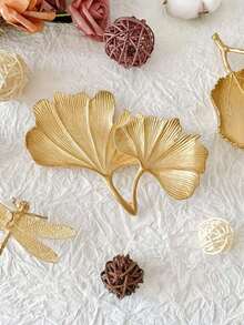 1pc European Light Luxury Tray Ornaments Gold Metal Leaf Shape Small Tray Jewelry Tray Earring Necklace Storage Tray Jewelry Tray - Multicolor - View 14