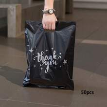 100pcs/50pcs/20pcs Reusable Black Plastic Shopping Bags - Ideal For Gifts, Christmas, Parties, Shops And Boutiques - 50pcs - View 17