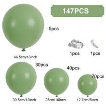 147 (1 Set) Retro Green Party Decoration Balloons Of Different Sizes, Balloon Wreath Arch Set, Unique Exploding Star Shaped Balloons, DIY Balloon Tree, Balloon Arch, Birthday, Wedding, Valentine's Day, Party Decoration, Festival, Wedding Balloon Bouquet, Balloon Set - Multicolor - View 2