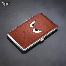 Pattern Thick Cigarette Box, Black And Brown Leather Texture, Can Hold 20 Cigarettes, Each Box Has A Rubber Strap Fixed Ultra-Thin Flip Design, Fashionable And Creative Moisture-Proof And Pressure Resistant Portable Cigarette Box - Multicolor - View 12