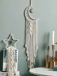 Wall Hanging, White Boho Woven Wall Hanging Tapestry, Handcrafted Woven Leaves And Tassel Wall Decor For Living Room Bedroom Dorm Baby Nursery Room Wedding Decoration, Idea Gift, Room Decor, Wall Art, Home Decor, Room Stuff, Bedroom Decor, Wall Tapestry - Multicolor - View 3