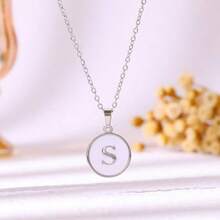 1pc Personalized Initial Titanium Steel Necklace - Stainless Steel Round Pendant Necklace - Gold/Silver Color - Elegant Jewelry For Women - Meaningful Gift For Her - Fashionable Daily Accessory