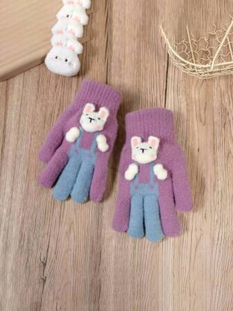 1 双女士兔耳手套 - 保暖防风，带保暖内衬，适合骑行、使用智能手机、徒步旅行 - 米色/粉色/白色/紫色/灰色多色可选 - 适合通勤、滑雪、骑摩托车 - 仅限手洗，冬季装备，保暖配件，保暖连指手套，户外活动