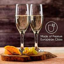 DChampagne Flutes Set Of 6 Elegant Crystal Glasses For Sparkling Wine Perfect For Christmas Weddings Parties And Family Dinners Durable And Stylish Stemware 6.5 Oz Toasting Gift Set - 清除 - 查看 2