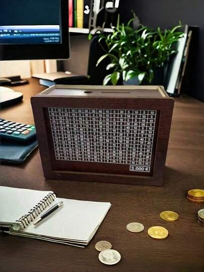 Wooden Piggy Bank (With 1 Erasable Pen) | DIY Wooden Coin Bank For Kids | 3 Sizes Available (Can Hold 1000/3000/10000 Coins) | Cultivate Children's Savings Awareness - The Best Gift For Children's Savings Education,Travel Essential