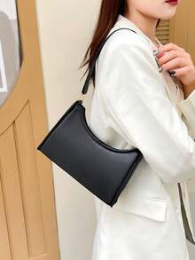 Túi đeo vai màu trơn, họa tiết hình học dập nổi, kiểu dáng có khóa kéo dưới cánh tay, túi đeo vai dập nổi, túi khóa kéo thời trang retro, túi xách tay chống thấm nước, phù hợp cho các bạn nữ trẻ, phụ nữ, sinh viên đại học, người mới bắt đầu sự nghiệp và các quý cô công sở, hoàn hảo cho văn phòng, công việc, kinh doanh, đi lại và các dịp khác, một lựa chọn túi công sở tuyệt vời dành cho phụ nữ. - màu đen - Xem 10