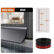Tira de sellado impermeable para ventanas, deflector a prueba de lluvia, tira de sellado de reflujo, guía de agua para alféizar de balcón, tira adhesiva para mantenimiento de fugas en el hogar - Negro-48 mm - Ver 2