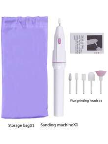 迷你电动指甲打磨机套装 5合1 修甲磨脚抛光美甲砂纸笔工具机 家用美甲沙龙用品 - 彩色 - 查看 11