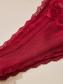 Bragas tipo tanga de mujer con parches de encaje, con un diseño de encaje delicado. Fabricadas con tela amigable con la piel, diseño sexy de cintura baja. Lencería femenina de encaje floral exquisita, alta relación calidad-precio, adecuada para citas, uso diario y fiestas. - Multicolor - Ver 5
