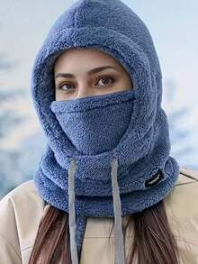 1pc New Winter Beanie Hat For Women, Outdoor Cycling Ear Warmer Windproof Scarf Integrated Plush Earflap Balaclava Women Clothing Winter Valentines Gift - Multicolor - View 4