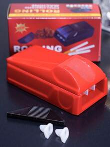 1支装重型手动卷烟器，带3个注烟管，无需用电，便携小巧设计，红色，适合旅行、居家、办公室和车内使用，是男士理想的吸烟配件，高品质结构，是旅行吸烟者的必备之选